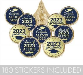 img 1 attached to Class Of 2023 Graduation Party Favor Stickers - Personalized Decorations With 180 Labels In Blue And Gold