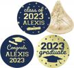class of 2023 graduation party favor stickers - personalized decorations with 180 labels in blue and gold logo