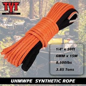 img 3 attached to TYT Orange 1/4 Synthetic Winch Rope with Protective Sleeve - Strong 8500 lbs Capacity for Off-Roading and Towing - Ideal for ATV UTV Winch