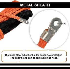 img 1 attached to TYT Orange 1/4 Synthetic Winch Rope with Protective Sleeve - Strong 8500 lbs Capacity for Off-Roading and Towing - Ideal for ATV UTV Winch