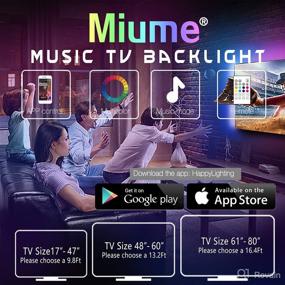 img 3 attached to 📺 Miume Music TV LED Backlight Kit - 16.4ft LED Strip Lights for 61-80 inch TV with RGB, USB Powered - Control via APP and Remote for Flat Screen TV PC