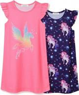 girls flutter sleeve mermaid pajamas 2-pack cotton nightgown sleepwear logo