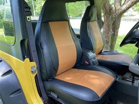 img 2 attached to Oasis Auto Wrangler TJ Custom Leather Seat Covers | Compatible with 2003-2006 Wrangler | Black & Orange