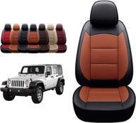 oasis auto wrangler tj custom leather seat covers | compatible with 2003-2006 wrangler | black & orange logo