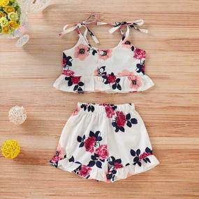 img 3 attached to Adorable Summer Outfit For Toddler Girls: Floral Tank Top & Boho Shorts Set