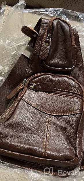 img 1 attached to Hebetag Crocodile Genuine Leather Sling Chest Bag For Men Travel Outdoor Hunting Hiking Camping Crossbody Shoulder Pack Pouch Backpack Daypack Coffee review by Marcus Block