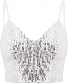 img 4 attached to Shine Bright In Vimoisa Women'S Reflective Metallic Bustier Tank Top