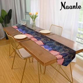 img 1 attached to 4Th Of July Table Cloth Cover Placemats - Naanle Double Sided Patriotic American Flag And Firework Long Polyester Table Runner 13 X 70 Inches For Kitchen Dinning Living Holiday Wedding Party Decor