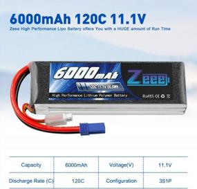 img 3 attached to 3S Lipo Battery 6000MAh 11.1V 120C Soft Case RC Battery (2 Pack) With EC5 Connector For Helicopter, Airplane, Quadcopter, Car Truck Boat
