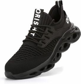 img 4 attached to Breathable And Lightweight Men'S Work Shoes With Steel Toes For Industrial Safety By ORISTACO