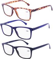 👓 blue light blocking reading glasses - 3 pairs in assorted colors to relieve headaches and dry eyes, strength +1.50 logo