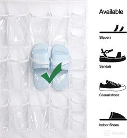 img 3 attached to 🚪 Efficient 2-Pack Over-the-Door Shoe Organizer with 36 Clear Pockets for Closet Door Storage - 58" x 22" (White)