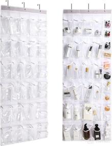 img 4 attached to 🚪 Efficient 2-Pack Over-the-Door Shoe Organizer with 36 Clear Pockets for Closet Door Storage - 58" x 22" (White)