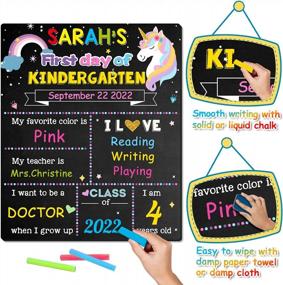 img 1 attached to Reusable First & Last Day Of School Chalkboard Sign Photo Prop For Kids, 12 X 10 Inch Double Sided Back To School Board