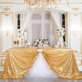 img 3 attached to Gorgeous Gold Sequin Tablecloth - 90X132In Rectangle For Birthday, Wedding & Christmas Parties!