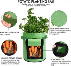 img 3 attached to Potato-Grow-Bags, 4 Pack 10 Gallon Felt Potatoes Growing Containers With Handles&Access Flap For Vegetables,Tomato,Carrot, Onion,Fruits,Plants Planting Bag Planter