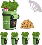 potato-grow-bags, 4 pack 10 gallon felt potatoes growing containers with handles&access flap for vegetables,tomato,carrot, onion,fruits,plants planting bag planter logo