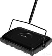 🧹 alpine industries triple brush floor & carpet sweeper: heavy-duty, non-electric multi-surface cleaner for effortless manual sweeping on carpeted floors - black logo