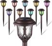 10 pack color changing solar lights outdoor - pathway, garden yard decorations for walkways, sidewalks & driveways (brown/colored light) logo