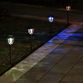 img 3 attached to 10 Pack Color Changing Solar Lights Outdoor - Pathway, Garden Yard Decorations For Walkways, Sidewalks & Driveways (Brown/Colored Light)