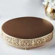12" round gold metal wedding cake stand - perfect for dessert display at events & birthday parties! logo