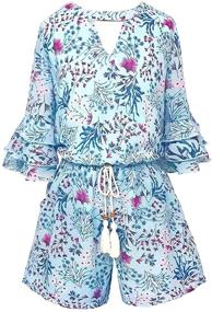 img 4 attached to 👗 Shop Stylish Smukke Printed Sleeves Options Pockets Girls' Clothing at Jumpsuits & Rompers: Trendy Fashion for Every Occasion!