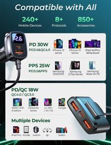 img 2 attached to 🚀 High-Speed 78W 5-in-1 USB C Car Charger - Tollefe Multi-Port Super Fast Charging with PQ3.0/QC3.0/QC4.0/PPS/AFC Support, USB Type C Car Charger with Display for iPhone, Samsung Galaxy, Motorola, Pixel