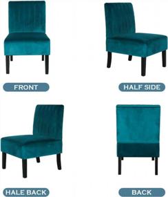 img 1 attached to STHOUYN Mordern Бархатное кресло без подлокотников, диван, декоративное тапочное кресло, косметический стул для спальни, угловой боковой стул, мебель для гостиной, синий