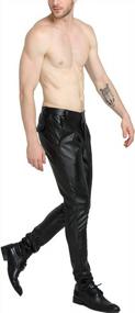 img 2 attached to Yeokou Men'S Skinny Tapered PU Faux Leather Motorcycle Biker Pants | Straight Leg Fit