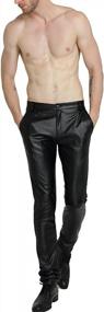 img 3 attached to Yeokou Men'S Skinny Tapered PU Faux Leather Motorcycle Biker Pants | Straight Leg Fit