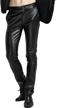 yeokou men's skinny tapered pu faux leather motorcycle biker pants | straight leg fit logo