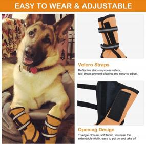 img 1 attached to Rugged Anti-Slip Dog Boots For Winter Snow And Outdoor Adventures - Adjustable Straps And Comfortable Fit For Large And Medium Dogs (L, Orange)