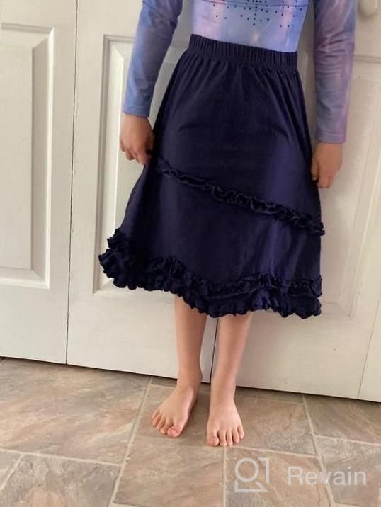 img 1 attached to UNACOO Kids Girls Cotton Tiered Ruffle Maxi Skirt Summer Soft Flowy Long Elastic Waist 3-14 Years review by Nicole Brown