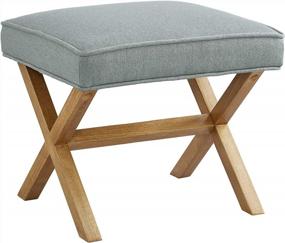 img 4 attached to Amazon Brand – Rivet Mid-Century Modern X Stool Ottoman Chair, 20" W, Gray