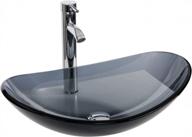 bluish grey crystal glass vessel sink basin with faucet and pop-up drain - elegant boat shape for stylish bathrooms by puluomis logo