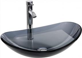 img 4 attached to Bluish Grey Crystal Glass Vessel Sink Basin With Faucet And Pop-Up Drain - Elegant Boat Shape For Stylish Bathrooms By Puluomis