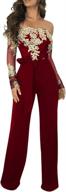 aro lora shoulder jumpsuit embroidery women's clothing : jumpsuits, rompers & overalls logo