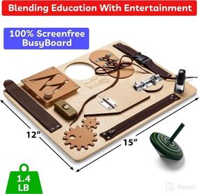 img 2 attached to 🔠 Montessori Sensory Busy Board for Toddlers - Wooden Educational Toy with Spinning Top - Fine Motor Skills Activity Board for Kids - Travel Preschool Toy