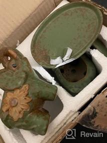 img 6 attached to Retro Glazed Elephant Succulent Planters - 2 Pack Pot And Saucer Set For Home And Garden Decoration