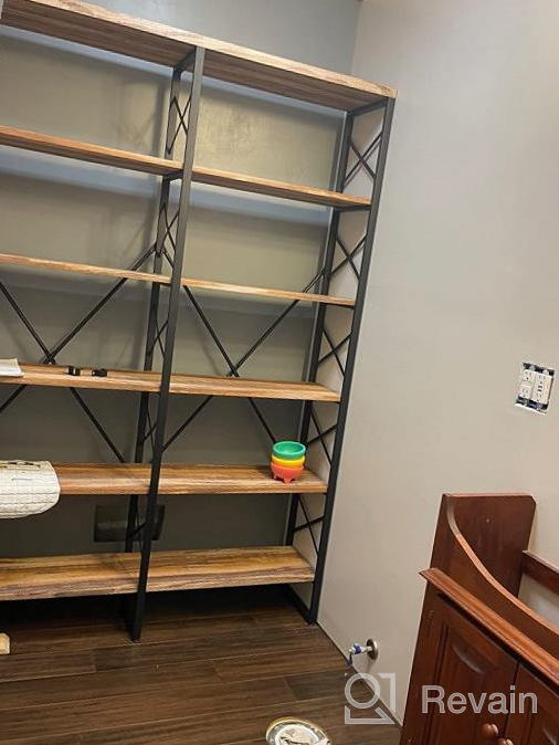 img 1 attached to IRONCK Bookshelf Double Wide 6-Tier 76" H, Open Large Bookcase, Industrial Style Shelves, Wood And Metal Bookshelves For Home Office, Easy Assembly review by Dan Deng