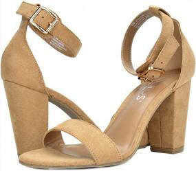 img 3 attached to Chic And Comfortable Nude Open Toe Sandals With Mid Chunky Heel By TOETOS For Women - Size 7M