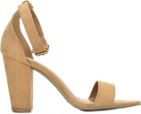 img 2 attached to Chic And Comfortable Nude Open Toe Sandals With Mid Chunky Heel By TOETOS For Women - Size 7M