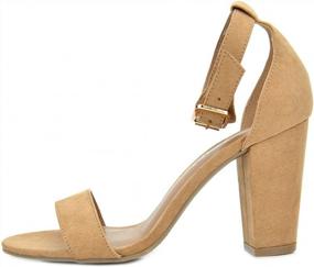 img 1 attached to Chic And Comfortable Nude Open Toe Sandals With Mid Chunky Heel By TOETOS For Women - Size 7M