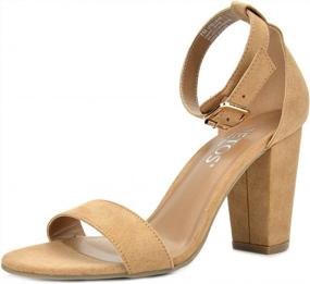 img 4 attached to Chic And Comfortable Nude Open Toe Sandals With Mid Chunky Heel By TOETOS For Women - Size 7M