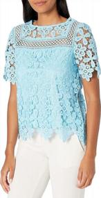 img 3 attached to Rafaella Women'S Lace Short Sleeve Top With Scallop Hem