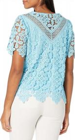 img 2 attached to Rafaella Women'S Lace Short Sleeve Top With Scallop Hem