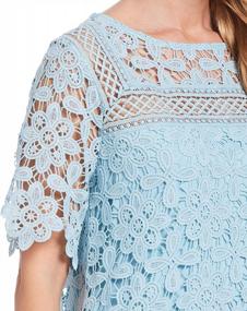 img 1 attached to Rafaella Women'S Lace Short Sleeve Top With Scallop Hem