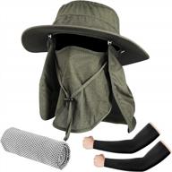 waterproof fishing hat for men/women with uv protection, wide brim and neck flap – seektop sun hat логотип