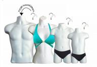 displaytown 4 mannequin forms - male female child & toddler torso hanging mannequin set hollow back plastic body forms, white s-m sizes logo