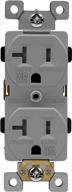 gray enerlites tamper-weather-resistant duplex receptacle - self-grounding, 2-pole, 3-wire, ul listed outdoor outlet, ideal for residential/commercial use, 5-20r, 20a 125v, model # 62040-twr-gy logo